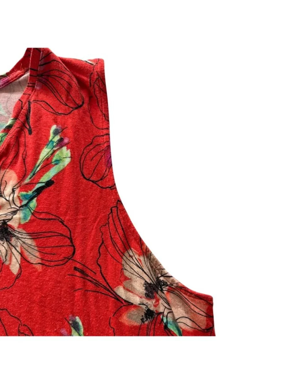 Apt. 9 Essentials Womens Red Tropical Floral Sleeveless V-Neck Tank Top XXL - Picture 5 of 9